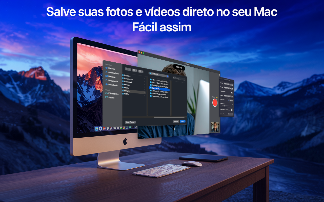 Salve suas fotos e vídeos direto no seu Mac